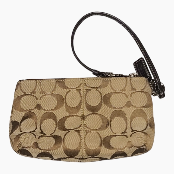 Coach Signature Logo Brown Canvas  Wristlet - Picture 2 of 3
